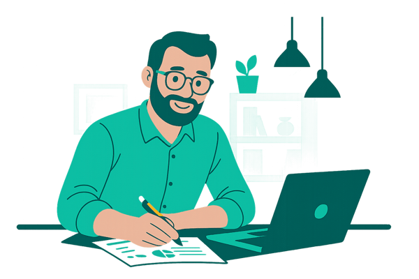 Young entrepreneur working on finances with digital tools